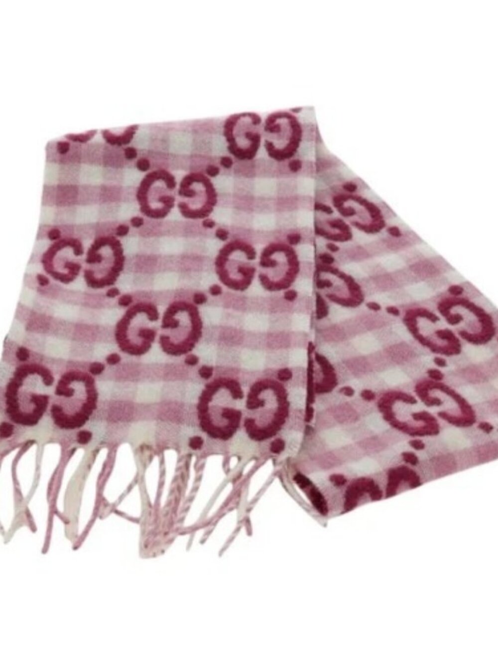 GUCCI GG Scarf Wool Pink Auth YKZ483M
